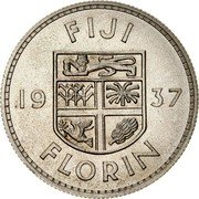 Fiji Florin George VI 1937 KM# 10 FIJI 19 37 FLORIN coin reverse Fiji Florin George VI 1937 KM# 10 FIJI 19 37 FLORIN coin reverse