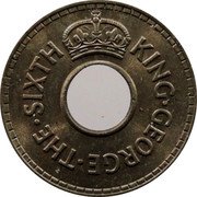 Fiji Halfpenny George VI 1949 KM# 16 HALFPENNY 19 50 FIJI coin reverse Fiji Halfpenny George VI 1949 KM# 16 HALFPENNY 19 50 FIJI coin reverse