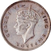 Fiji Shilling Outrigger 1943 S KM# 12a GEORGE VI KING EMPEROR coin obverse Fiji Shilling Outrigger 1943 S KM# 12a GEORGE VI KING EMPEROR coin obverse
