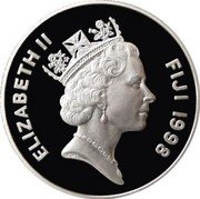 Fiji Ten Dollars Launch of the Queen Elizabeth 1998 Proof KM# 174 ELIZABETH II FIJI 1998 RDM coin obverse Fiji Ten Dollars Launch of the Queen Elizabeth 1998 Proof KM# 174 ELIZABETH II FIJI 1998 RDM coin obverse