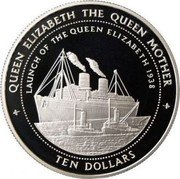 Fiji Ten Dollars Launch of the Queen Elizabeth 1998 Proof KM# 174 QUEEN ELIZABETH THE QUEEN MOTHER LAUNCH OF THE QUEEN ELIZABETH 1938 TEN DOLLARS coin reverse Fiji Ten Dollars Launch of the Queen Elizabeth 1998 Proof KM# 174 QUEEN ELIZABETH THE QUEEN MOTHER LAUNCH OF THE QUEEN ELIZABETH 1938 TEN DOLLARS coin reverse