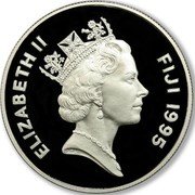 Fiji Ten Dollars Move to Buckingham Palace 1995 Proof KM# 86 ELIZABETH II RDM FIJI 1995 coin obverse