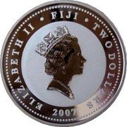 Fiji Two Dollars 50th Anniversary of Launch of the 1st Satelite Sputnik I 2007 Prooflike KM# 114 ELIZABETH II FIJI 2007 TWO DOLLARS coin obverse Fiji Two Dollars 50th Anniversary of Launch of the 1st Satelite Sputnik I 2007 Prooflike KM# 114 ELIZABETH II FIJI 2007 TWO DOLLARS coin obverse