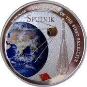 Fiji Two Dollars 50th Anniversary of Launch of the 1st Satelite Sputnik I 2007 Prooflike KM# 114 1957 1 OZ 999 SILVER LAUNCH OF THE FIRST SATELLITE SPUTNIK coin reverse Fiji Two Dollars 50th Anniversary of Launch of the 1st Satelite Sputnik I 2007 Prooflike KM# 114 1957 1 OZ 999 SILVER LAUNCH OF THE FIRST SATELLITE SPUTNIK coin reverse
