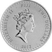Fiji Two Dollars Muhammad Ali 2012 Proof KM# 252 ELIZABETH II TWO DOLLARS FIJI 2012 coin obverse Fiji Two Dollars Muhammad Ali 2012 Proof KM# 252 ELIZABETH II TWO DOLLARS FIJI 2012 coin obverse