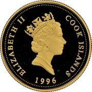Cook Islands 100 Dollars Lunar Year of the Mouse 1996 Proof KM# 842 ELIZABETH II COOK ISLANDS 1996 RDM coin obverse Cook Islands 100 Dollars Lunar Year of the Mouse 1996 Proof KM# 842 ELIZABETH II COOK ISLANDS 1996 RDM coin obverse