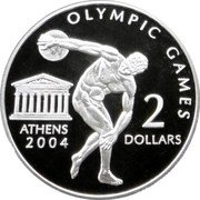Cook Islands 2 Dollars XXVIII Summer Olympics Athens 2002 Proof KM# 1119 OLYMPIC GAMES ATHENS 2004 2 DOLLARS coin reverse Cook Islands 2 Dollars XXVIII Summer Olympics Athens 2002 Proof KM# 1119 OLYMPIC GAMES ATHENS 2004 2 DOLLARS coin reverse