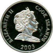 Cook Islands 2 Dollars 40th Death anniversary of U.S. President John F. Kennedy 2003 Proof KM# 1139 ELIZABETH II COOK ISLANDS 2003 coin obverse Cook Islands 2 Dollars 40th Death anniversary of U.S. President John F. Kennedy 2003 Proof KM# 1139 ELIZABETH II COOK ISLANDS 2003 coin obverse