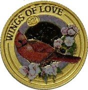Cook Islands 2 Dollars Love Swing. Red Cardinal 2003 Proof KM# 1141 WINGS OF LOVE $2 coin reverse