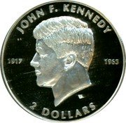 Cook Islands 2 Dollars 40th Death anniversary of U.S. President John F. Kennedy 2003 Proof KM# 1139 JOHN F. KENNEDY 1917 1963 2 DOLLARS coin reverse Cook Islands 2 Dollars 40th Death anniversary of U.S. President John F. Kennedy 2003 Proof KM# 1139 JOHN F. KENNEDY 1917 1963 2 DOLLARS coin reverse