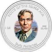Cook Islands Two Dollars Boris Pasternak 2006 Proof KM# 1626 POETS OF THE SILVER AGE 1OZ 999 SILVER BORIS PASTERNAK coin reverse Cook Islands Two Dollars Boris Pasternak 2006 Proof KM# 1626 POETS OF THE SILVER AGE 1OZ 999 SILVER BORIS PASTERNAK coin reverse