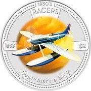 Cook Islands Two Dollars Supermarine S-6B 2006 Prooflike KM# 1288 1930'S RACERS 1 OZ 999 SILVER $2 SUPERMARINE S-6B coin reverse Cook Islands Two Dollars Supermarine S-6B 2006 Prooflike KM# 1288 1930'S RACERS 1 OZ 999 SILVER $2 SUPERMARINE S-6B coin reverse