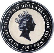 Cook Islands Two Dollars Sherlock Holmes 2007 Prooflike KM# 532 ELIZABETH II TWO DOLLARS COOK ISLANDS RDM 2007 coin obverse Cook Islands Two Dollars Sherlock Holmes 2007 Prooflike KM# 532 ELIZABETH II TWO DOLLARS COOK ISLANDS RDM 2007 coin obverse