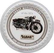 Cook Islands Two Dollars Brough Superior SS100 2007 Prooflike KM# 518 GREAT MOTORCYCLES OF THE 30'S BROUGH SUPERIOR 1932 BROUGH SUPERIOR SS100 coin reverse Cook Islands Two Dollars Brough Superior SS100 2007 Prooflike KM# 518 GREAT MOTORCYCLES OF THE 30'S BROUGH SUPERIOR 1932 BROUGH SUPERIOR SS100 coin reverse