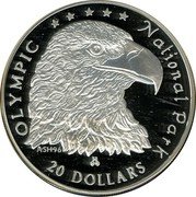 Cook Islands 20 Dollars Olympic National Park 1996 Proof KM# 287 OLYMPIC NATIONAL PARK 20 DOLLARS coin reverse Cook Islands 20 Dollars Olympic National Park 1996 Proof KM# 287 OLYMPIC NATIONAL PARK 20 DOLLARS coin reverse