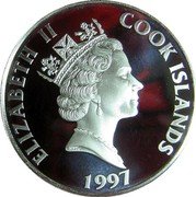 Cook Islands 20 Dollars 7th Century. Founding of Islam 1997 Proof KM# 889 ELIZABETH II COOK ISLANDS RDM 1997 coin obverse Cook Islands 20 Dollars 7th Century. Founding of Islam 1997 Proof KM# 889 ELIZABETH II COOK ISLANDS RDM 1997 coin obverse