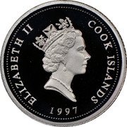 Cook Islands 20 Dollars Love Angel 1997 Proof KM# 459 ELIZABETH II COOK ISLANDS RDM 1997 coin obverse Cook Islands 20 Dollars Love Angel 1997 Proof KM# 459 ELIZABETH II COOK ISLANDS RDM 1997 coin obverse