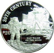Cook Islands 20 Dollars 20th Century. Man Walks on the Moon 1997 Proof KM# 899 20TH CENTURY $20 MAN WALKS ON THE MOON FM coin reverse Cook Islands 20 Dollars 20th Century. Man Walks on the Moon 1997 Proof KM# 899 20TH CENTURY $20 MAN WALKS ON THE MOON FM coin reverse