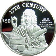 Cook Islands 20 Dollars 17th Century. Isaac Newton 1997 Proof KM# 898 17TH CENTURY $20 AGE OF MODERN SCIENCE SIR ISAAK NEWTON'S PRINCIPAL FM coin reverse Cook Islands 20 Dollars 17th Century. Isaac Newton 1997 Proof KM# 898 17TH CENTURY $20 AGE OF MODERN SCIENCE SIR ISAAK NEWTON'S PRINCIPAL FM coin reverse