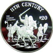 Cook Islands 20 Dollars 11th Century. Norman invasion of England 1997 Proof KM# 893 11TH CENTURY THE NORMAN CONQUEST $20 FM coin reverse Cook Islands 20 Dollars 11th Century. Norman invasion of England 1997 Proof KM# 893 11TH CENTURY THE NORMAN CONQUEST $20 FM coin reverse