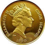 Cook Islands 25 Dollars Azian Elephants 1990 Proof KM# 87 ELIZABETH II COOK ISLANDS PM 1990 coin obverse Cook Islands 25 Dollars Azian Elephants 1990 Proof KM# 87 ELIZABETH II COOK ISLANDS PM 1990 coin obverse