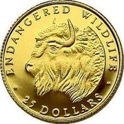Cook Islands 25 Dollars Bison 1990 Proof KM# 83 ENDANGERED WILDLIFE 25 DOLLARS coin reverse Cook Islands 25 Dollars Bison 1990 Proof KM# 83 ENDANGERED WILDLIFE 25 DOLLARS coin reverse