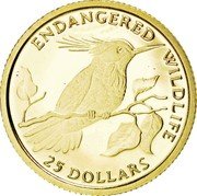 Cook Islands 25 Dollars Bee Hummingbird 1990 Proof KM# 239 ENDANGERED WILDLIFE 25 DOLLARS coin reverse Cook Islands 25 Dollars Bee Hummingbird 1990 Proof KM# 239 ENDANGERED WILDLIFE 25 DOLLARS coin reverse