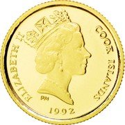 Cook Islands 25 Dollars Butterfly 1992 Proof KM# 243 ELIZABETH II COOK ISLANDS PM 1992 coin obverse Cook Islands 25 Dollars Butterfly 1992 Proof KM# 243 ELIZABETH II COOK ISLANDS PM 1992 coin obverse