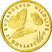 Cook Islands 25 Dollars Butterfly 1992 Proof KM# 243 ENDANGERED WILDLIFE 25 DOLLARS coin reverse Cook Islands 25 Dollars Butterfly 1992 Proof KM# 243 ENDANGERED WILDLIFE 25 DOLLARS coin reverse