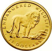 Cook Islands 25 Dollars Endangered Animal - Lion 1992 Proof KM# 242 ENDANGERED WILDLIFE 25 DOLLARS coin reverse Cook Islands 25 Dollars Endangered Animal - Lion 1992 Proof KM# 242 ENDANGERED WILDLIFE 25 DOLLARS coin reverse