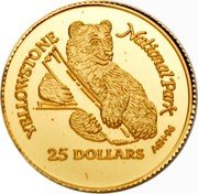 Cook Islands 25 Dollars Yellowstone National Park 1996 Proof KM# 292 YELLOWSTONE NATIONAL PARK A SH 96 25 DOLLARS coin reverse Cook Islands 25 Dollars Yellowstone National Park 1996 Proof KM# 292 YELLOWSTONE NATIONAL PARK A SH 96 25 DOLLARS coin reverse