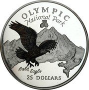 Cook Islands 25 Dollars Olympic National Park 1996 Proof KM# 289 OLYMPIC NATIONAL PARK A S H 96 BALD EAGLE 25 DOLLARS coin reverse Cook Islands 25 Dollars Olympic National Park 1996 Proof KM# 289 OLYMPIC NATIONAL PARK A S H 96 BALD EAGLE 25 DOLLARS coin reverse