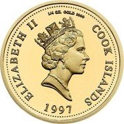 Cook Islands 25 Dollars Death of Princess Diana 1997 Proof KM# 474 ELIZABETH II 1/4 OZ. GOLD 9999 COOK ISLANDS RDM 1997 coin obverse Cook Islands 25 Dollars Death of Princess Diana 1997 Proof KM# 474 ELIZABETH II 1/4 OZ. GOLD 9999 COOK ISLANDS RDM 1997 coin obverse
