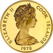 Cook Islands 250 Dollars 250th Anniversary of the Birth of James Cook 1978 FM Proof KM# 23 ELIZABETH II COOK ISLANDS 1978 coin obverse Cook Islands 250 Dollars 250th Anniversary of the Birth of James Cook 1978 FM Proof KM# 23 ELIZABETH II COOK ISLANDS 1978 coin obverse