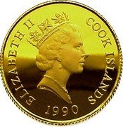 Cook Islands 250 Dollars Italian Explorer Amerigo Vespucci. 500 Years of America 1990 Proof KM# 51 ELIZABETH II COOK ISLANDS 1990 coin obverse Cook Islands 250 Dollars Italian Explorer Amerigo Vespucci. 500 Years of America 1990 Proof KM# 51 ELIZABETH II COOK ISLANDS 1990 coin obverse