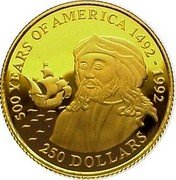 Cook Islands 250 Dollars Italian Explorer Amerigo Vespucci. 500 Years of America 1990 Proof KM# 51 500 YEARS OF AMERICA 1492-1992 250 DOLLARS coin reverse Cook Islands 250 Dollars Italian Explorer Amerigo Vespucci. 500 Years of America 1990 Proof KM# 51 500 YEARS OF AMERICA 1492-1992 250 DOLLARS coin reverse