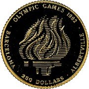 Cook Islands 250 Dollars Olympic Games 1991 Proof KM# 71 OLYMPIC GAMES 1992 BARCELONA 250 DOLLARS ALBERTVILLE coin reverse Cook Islands 250 Dollars Olympic Games 1991 Proof KM# 71 OLYMPIC GAMES 1992 BARCELONA 250 DOLLARS ALBERTVILLE coin reverse