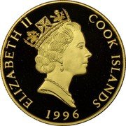 Cook Islands 250 Dollars Yellowstone National Park 1996 Proof KM# 296 ELIZABETH II COOK ISLANDS RDM 1996 coin obverse Cook Islands 250 Dollars Yellowstone National Park 1996 Proof KM# 296 ELIZABETH II COOK ISLANDS RDM 1996 coin obverse