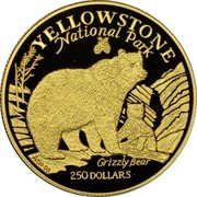 Cook Islands 250 Dollars Yellowstone National Park 1996 Proof KM# 296 YELLOWSTONE NATIONAL PARK GRIZZLY BEAR A SH 96 250 DOLLARS coin reverse Cook Islands 250 Dollars Yellowstone National Park 1996 Proof KM# 296 YELLOWSTONE NATIONAL PARK GRIZZLY BEAR A SH 96 250 DOLLARS coin reverse