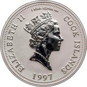 Cook Islands 30 Dollars Life of Diana 1997 Proof, Matte KM# 309 ELIZABETH II 1 KILO SILVER 999 COOK ISLANDS RDM 1997 coin obverse Cook Islands 30 Dollars Life of Diana 1997 Proof, Matte KM# 309 ELIZABETH II 1 KILO SILVER 999 COOK ISLANDS RDM 1997 coin obverse