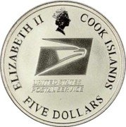 Cook Islands Five Dollars Benjamin Franklin Stamp 2004 KM# 469 ELIZABETH II COOK ISLANDS FIVE DOLLARS UNITED STATES POSTAL SERVICE coin obverse Cook Islands Five Dollars Benjamin Franklin Stamp 2004 KM# 469 ELIZABETH II COOK ISLANDS FIVE DOLLARS UNITED STATES POSTAL SERVICE coin obverse