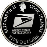 Cook Islands Five Dollars Benjamin Franklin Stamp 2004 Proof KM# 469a ELIZABETH II COOK ISLANDS FIVE DOLLARS UNITED STATES POSTAL SERVICE coin obverse Cook Islands Five Dollars Benjamin Franklin Stamp 2004 Proof KM# 469a ELIZABETH II COOK ISLANDS FIVE DOLLARS UNITED STATES POSTAL SERVICE coin obverse