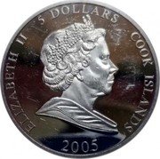 Cook Islands 5 Dollars Ferrari F 2004 2005 Proof KM# 1109 ELIZABETH II 5 DOLLARS COOK ISLANDS 2005 coin obverse Cook Islands 5 Dollars Ferrari F 2004 2005 Proof KM# 1109 ELIZABETH II 5 DOLLARS COOK ISLANDS 2005 coin obverse