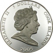 Cook Islands 5 Dollars Royal Wedding of Prince Charles to Camilla 2005 Proof KM# 1175 ELIZABETH II 5 DOLLARS COOK ISLANDS 2005 coin obverse Cook Islands 5 Dollars Royal Wedding of Prince Charles to Camilla 2005 Proof KM# 1175 ELIZABETH II 5 DOLLARS COOK ISLANDS 2005 coin obverse