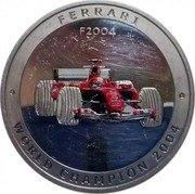 Cook Islands 5 Dollars Ferrari F 2004 2005 Proof KM# 1109 FERRARI F2004 WORLD CHAMPION 2004 coin reverse Cook Islands 5 Dollars Ferrari F 2004 2005 Proof KM# 1109 FERRARI F2004 WORLD CHAMPION 2004 coin reverse