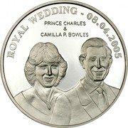Cook Islands 5 Dollars Royal Wedding of Prince Charles to Camilla 2005 Proof KM# 1175 ROYAL WEDDING 08.04.2005 PRINCE CHARLES & CAMILLA P BOWLES coin reverse Cook Islands 5 Dollars Royal Wedding of Prince Charles to Camilla 2005 Proof KM# 1175 ROYAL WEDDING 08.04.2005 PRINCE CHARLES & CAMILLA P BOWLES coin reverse