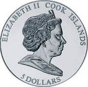 Cook Islands 5 Dollars St. Peters Basilica 2006 Proof KM# 565 ELIZABETH II COOK ISLANDS 5 DOLLARS coin obverse Cook Islands 5 Dollars St. Peters Basilica 2006 Proof KM# 565 ELIZABETH II COOK ISLANDS 5 DOLLARS coin obverse