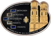 Cook Islands 5 Dollars Papal Visit to Bavaria 2006 Proof KM# 561 "QUI CREDIT, NUMQUAM EST SOLUM." MÜNCHEN ALTÖTTING REGENSBURG MARKTL FREISING BENEDICTUS PP. XVI IN BAVARIAM MMVI coin reverse Cook Islands 5 Dollars Papal Visit to Bavaria 2006 Proof KM# 561 "QUI CREDIT, NUMQUAM EST SOLUM." MÜNCHEN ALTÖTTING REGENSBURG MARKTL FREISING BENEDICTUS PP. XVI IN BAVARIAM MMVI coin reverse