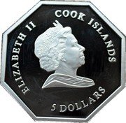 Cook Islands 5 Dollars St. George 2008 Proof KM# 607 ELIZABETH II COOK ISLANDS 5 DOLLARS coin obverse Cook Islands 5 Dollars St. George 2008 Proof KM# 607 ELIZABETH II COOK ISLANDS 5 DOLLARS coin obverse