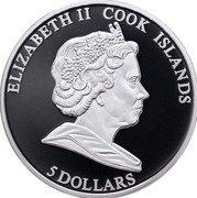 Cook Islands 5 Dollars Elizabeth II Urbi et Orbi 2008 Proof KM# 605 ELIZABETH II COOK ISLANDS 5 DOLLARS coin obverse Cook Islands 5 Dollars Elizabeth II Urbi et Orbi 2008 Proof KM# 605 ELIZABETH II COOK ISLANDS 5 DOLLARS coin obverse